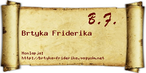Brtyka Friderika névjegykártya